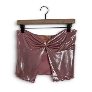 STELLA Dallas Pink Metallic Strapless Tube Top Size L Y2K 90’s Britney Spears